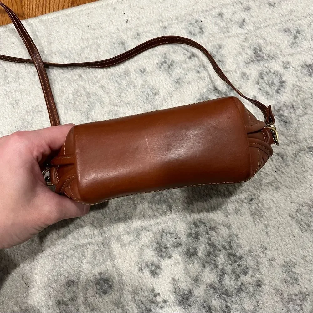Vintage Hartmann By Lombardo Small Woven Brown Leather Crossbody Bag
